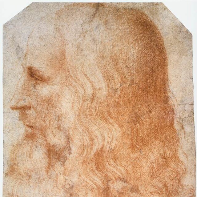 Red-chalk portrait of Leonardo da Vinci, attributed to Francesco Melzi